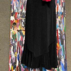 Chico’s Size 3/XL, Black Travelers Skirt, flowing asymmetrical hems